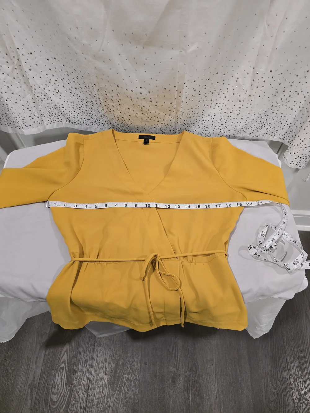 J. Crew Mustard Wrap-Front Peplum Top - Women's Sz 10
